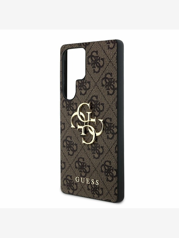 Guess PU 4G Metal Logo Zadní Kryt pro Samsung Galaxy S25 Ultra Brown Ovitek za telefon