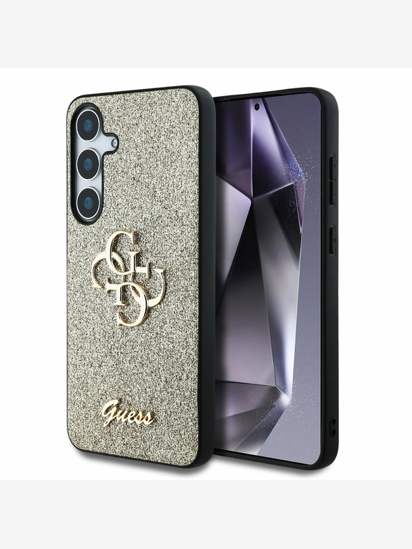 Guess Guess PU Fixed Glitter 4G Metal Logo Back Cover za Samsung Galaxy S25 Gold
