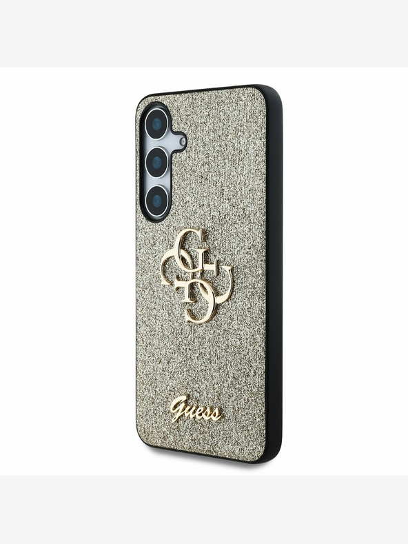 Guess Guess PU Fixed Glitter 4G Metal Logo Back Cover za Samsung Galaxy S25 Gold