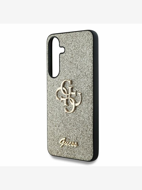Guess Guess PU Fixed Glitter 4G Metal Logo Back Cover za Samsung Galaxy S25 Gold