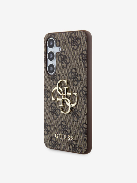 Guess Guess PU kovinski zadnji ovitek z logotipom 4G za Samsung Galaxy S24 Brown