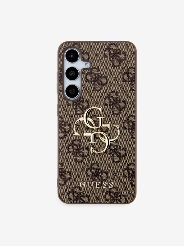 Guess Guess PU kovinski zadnji ovitek z logotipom 4G za Samsung Galaxy S24 Brown
