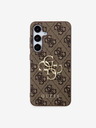 Guess Guess PU kovinski zadnji ovitek z logotipom 4G za Samsung Galaxy S24 Brown
