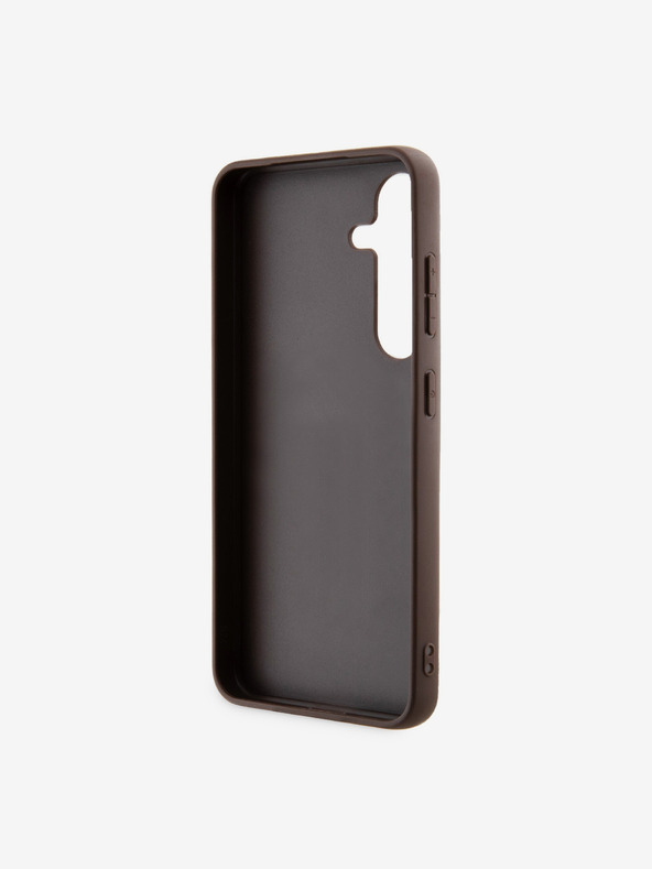 Guess Guess PU kovinski zadnji ovitek z logotipom 4G za Samsung Galaxy S24 Brown