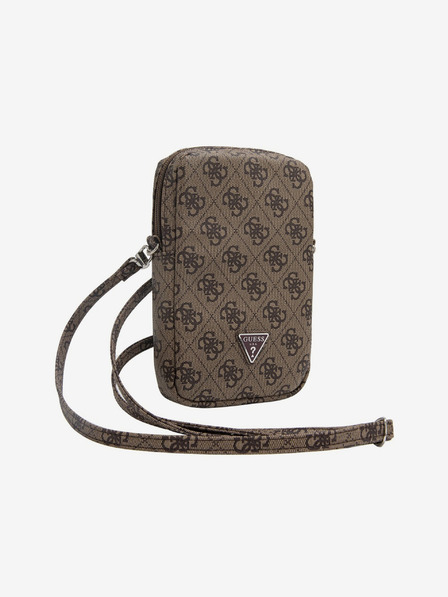 Guess Guess PU 4G trikotni logotip za telefon z zadrgo rjave barve