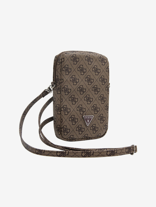 Guess Guess PU 4G trikotni logotip za telefon z zadrgo rjave barve