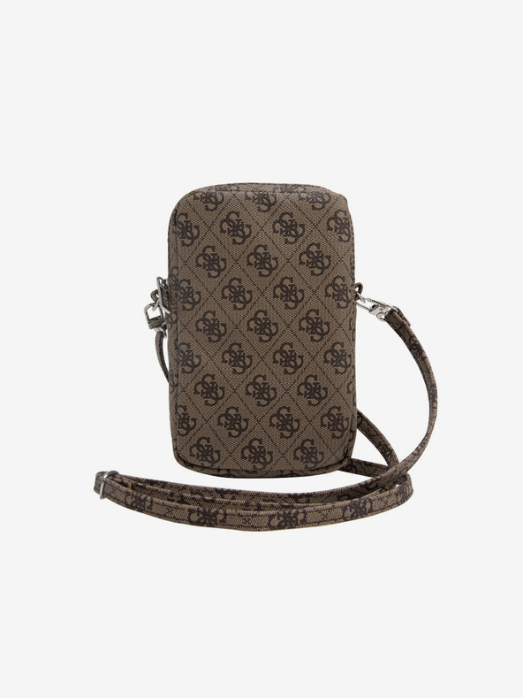 Guess Guess PU 4G trikotni logotip za telefon z zadrgo rjave barve