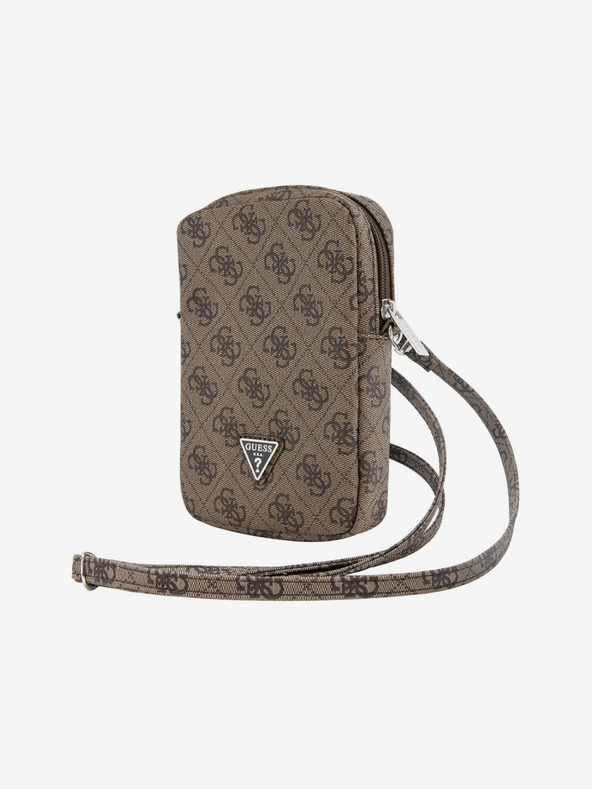 Guess Guess PU 4G trikotni logotip za telefon z zadrgo rjave barve