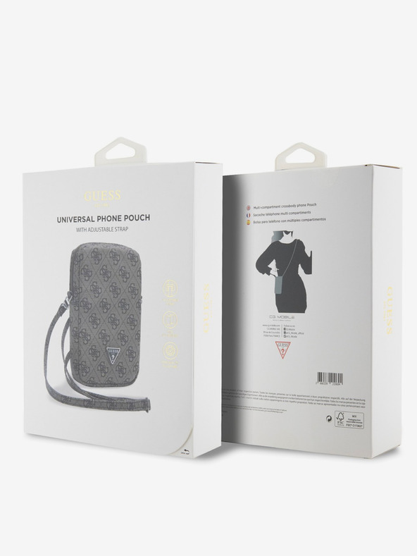 Guess Guess PU 4G trikotni logotip za telefon z zadrgo rjave barve