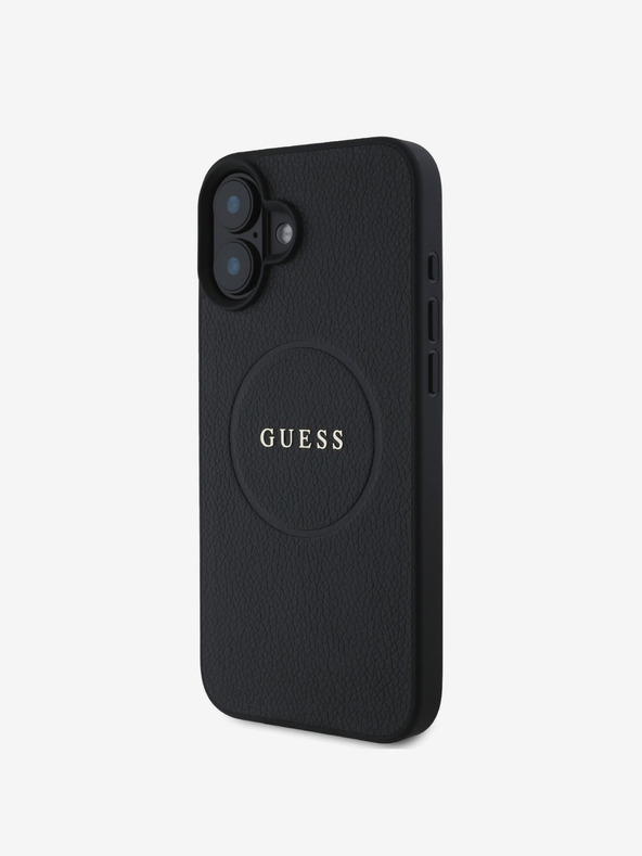 Guess Guess PU Grained Classic Logo MagSafe hrbtni ovitek za iPhone 16 Black