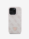 Guess Guess PU 4G Strass Triangle Metal Logo Back Cover za iPhone 16 Pro Pink