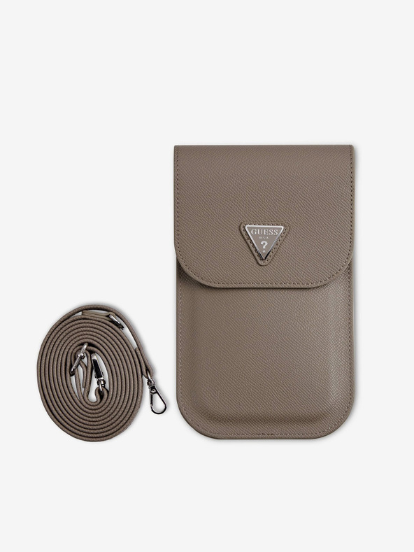 Guess Guess PU Grained Triangle Logo torbica za telefon rjava