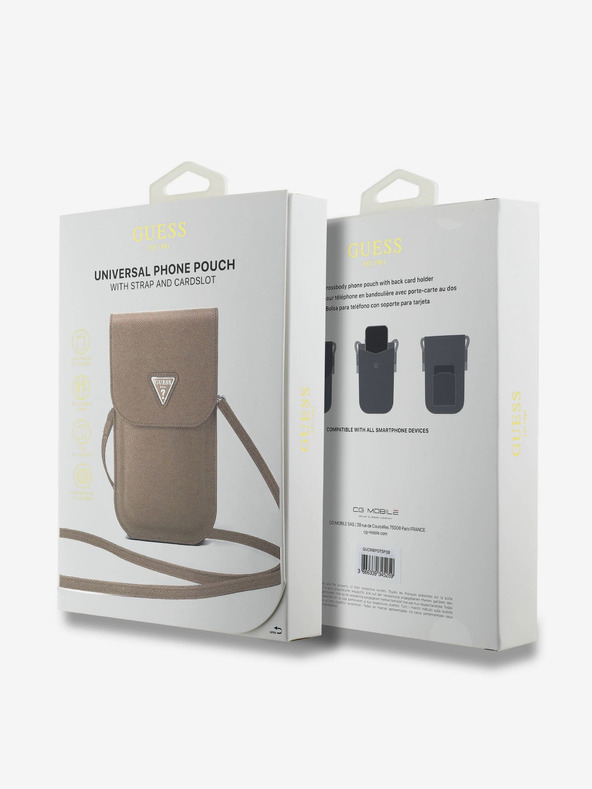 Guess Guess PU Grained Triangle Logo torbica za telefon rjava