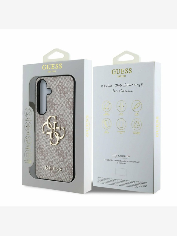Guess Guess PU PU kovinski zadnji ovitek z logotipom 4G za Samsung Galaxy S25+ roza