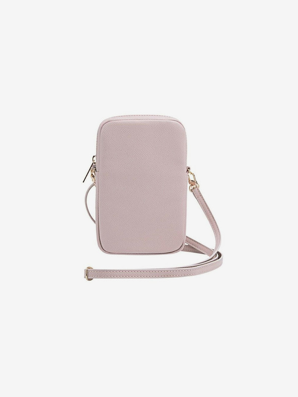 Guess Guess PU zrnata 4G kovinski logotip za telefon z zadrgo roza