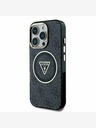 Guess Guess IML 4G Glitter and Triangle Logo MagSafe Back Cover za iPhone 16 Pro Black