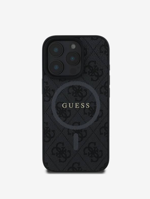 Guess PU Leather 4G Colored Ring MagSafe Zadní Kryt pro iPhone 16 Pro Max Black Ovitek za telefon