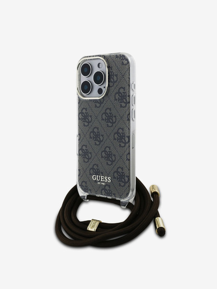 Guess Guess IML 4G hrbtni ovitek s potiskanim pasom za križ za iPhone 16 Pro Max Brown