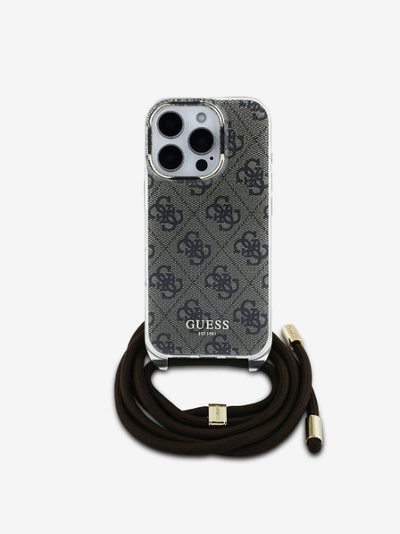Guess Guess IML 4G hrbtni ovitek s potiskanim pasom za križ za iPhone 16 Pro Max Brown
