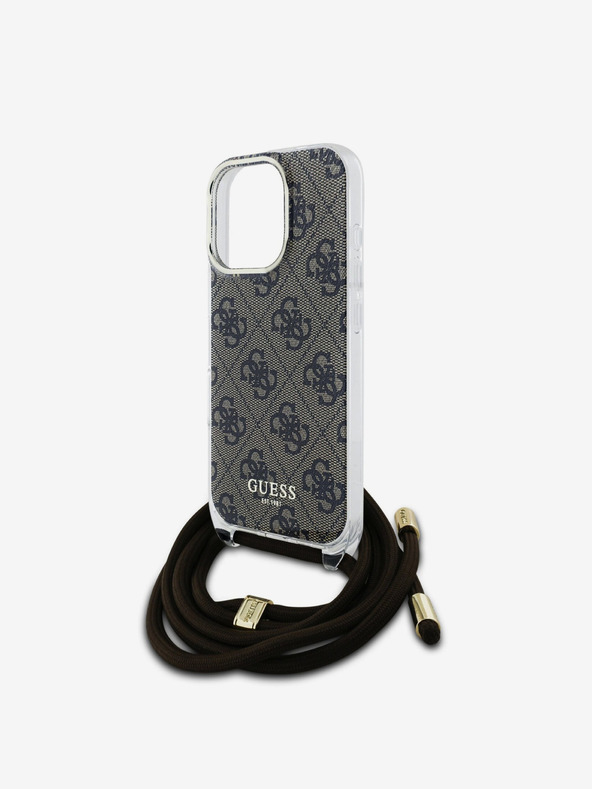 Guess Guess IML 4G hrbtni ovitek s potiskanim pasom za križ za iPhone 16 Pro Max Brown