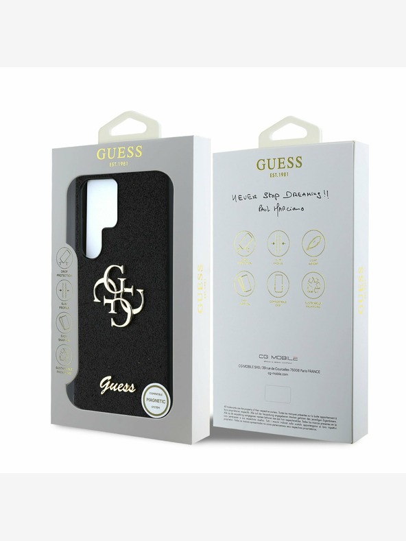 Guess Guess PU Fixed Glitter 4G Metal Logo Back Cover za Samsung Galaxy S25 Ultra Black