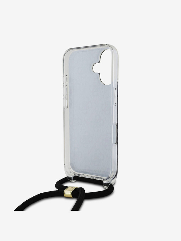 Guess Guess IML 4G hrbtni ovitek s potiskanim pasom za križ za iPhone 16 črn