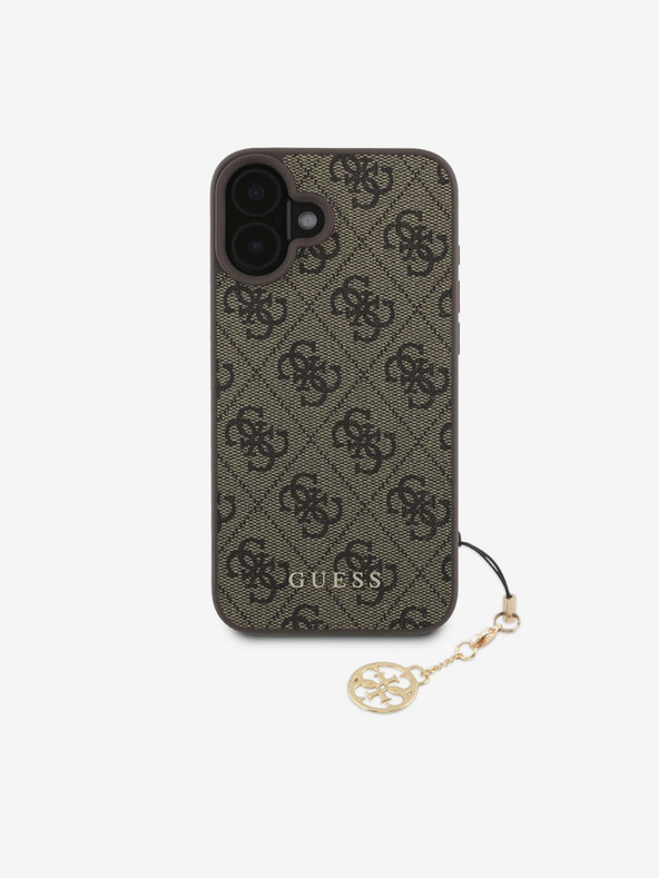 Guess Guess 4G Charm zadnji ovitek za iPhone 16 Tone on Tone Brown