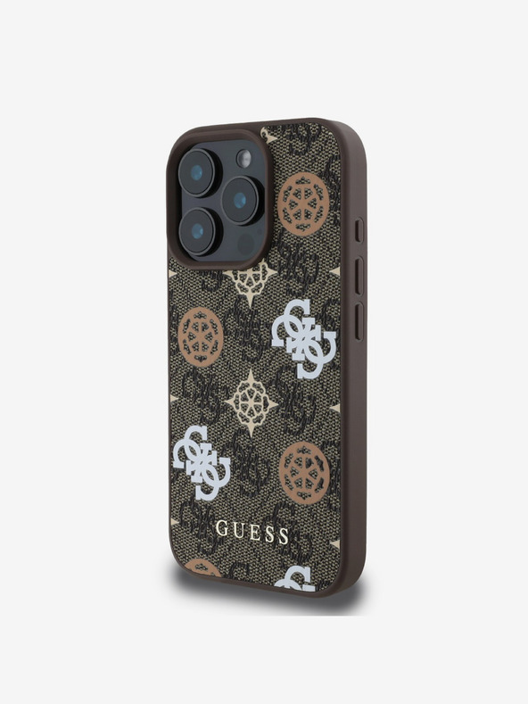 Guess Guess PU 4G Peony MagSafe zadnji ovitek za iPhone 16 Pro Max Brown