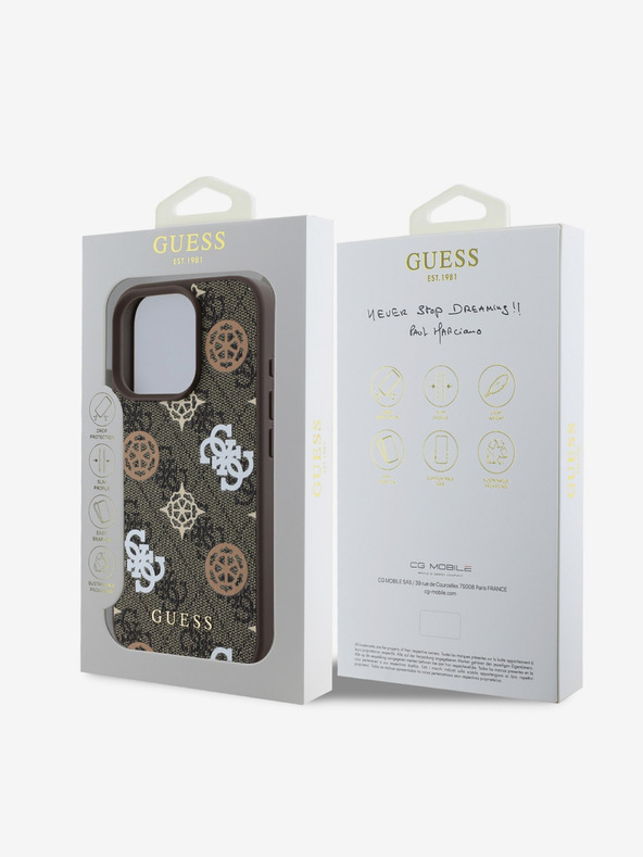 Guess Guess PU 4G Peony MagSafe zadnji ovitek za iPhone 16 Pro Max Brown