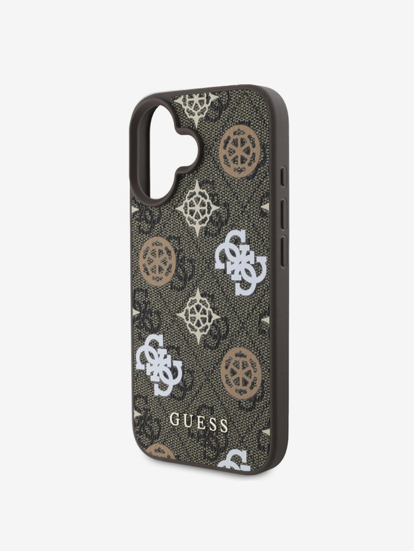 Guess Guess PU 4G Peony MagSafe hrbtni ovitek za iPhone 16 rjav