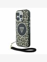 Guess Guess IML Leopard Triangle Logo Strap MagSafe hrbtni ovitek za iPhone 16 Pro Max Brown