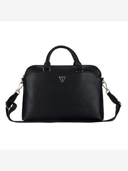 Guess Guess PU zrnata torba za prenosnik s trikotnim logotipom 15/16" črna