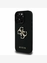 Guess Guess PU Grained 4G Metal Logo hrbtni ovitek za iPhone 16 Pro Black