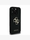 Guess Guess PU Grained 4G Metal Logo hrbtni ovitek za iPhone 16 Pro Black