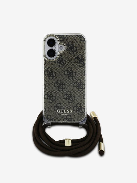 Guess Guess IML 4G hrbtni ovitek s potiskanim pasom za križ za iPhone 16 rjave barve