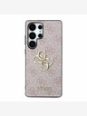 Guess Guess PU 4G kovinski zadnji ovitek z logotipom za Samsung Galaxy S25 Ultra Pink