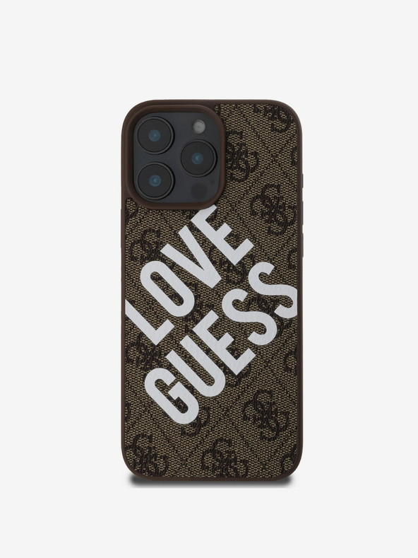 Guess Guess PU usnje 4G Big Love Logo MagSafe hrbtni ovitek za iPhone 16 Pro Max Brown