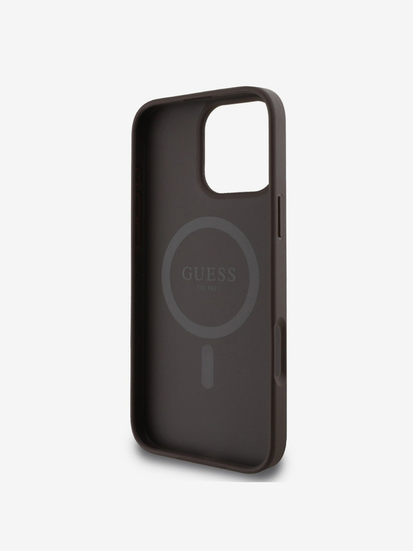 Guess Guess PU usnje 4G Big Love Logo MagSafe hrbtni ovitek za iPhone 16 Pro Max Brown
