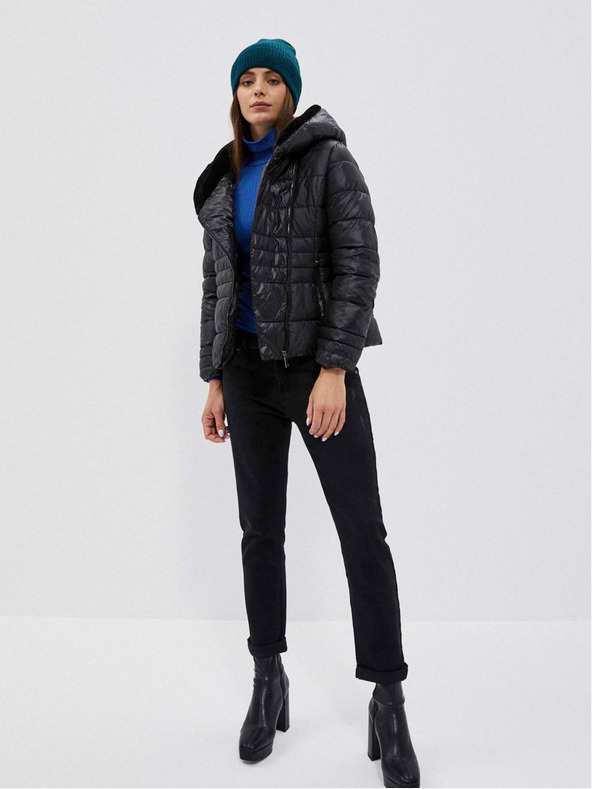 Moodo Črna ženska prešita kratka jakna Moodo