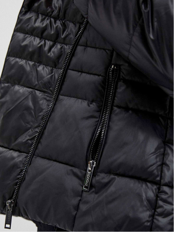 Moodo Črna ženska prešita kratka jakna Moodo