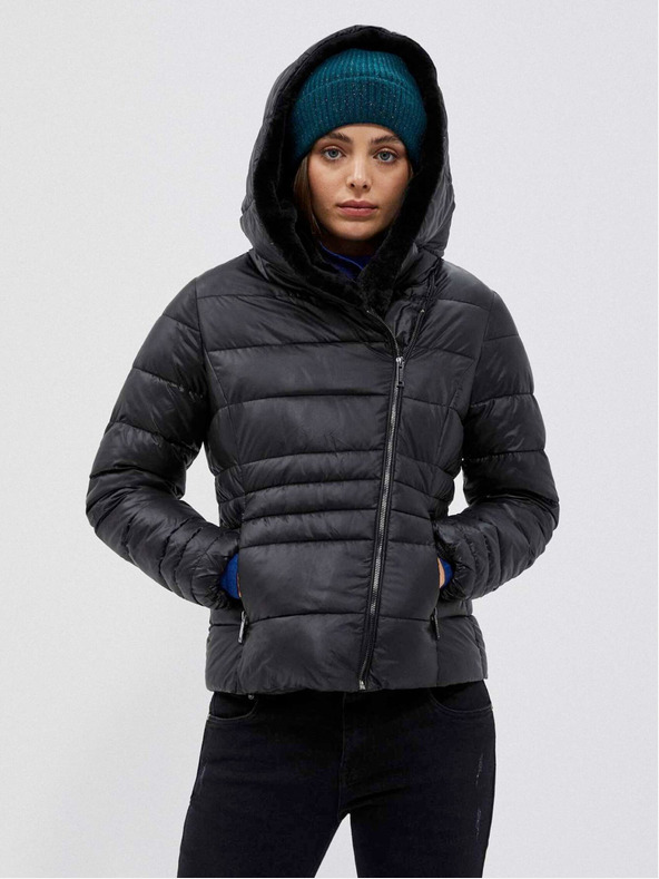 Moodo Črna ženska prešita kratka jakna Moodo