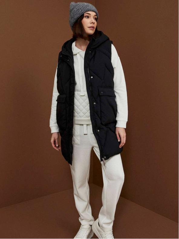 Moodo Črna ženska jakna s snemljivimi rokavi Moodo