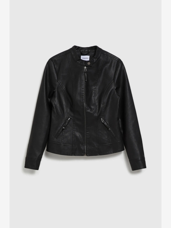 Moodo Črna ženska usnjena jakna Moodo