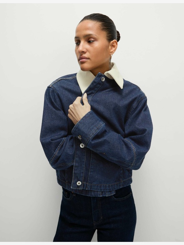 Marks & Spencer Ohlapna jakna iz džinsa z ovratnikom Marks & Spencer mornarsko modra