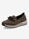 Rieker Ženski črni in rjavi mokasini z vzorcem Rieker