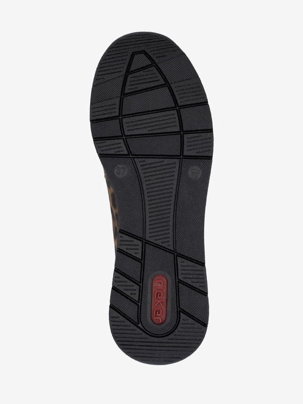 Rieker Ženski črni in rjavi mokasini z vzorcem Rieker