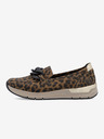 Rieker Ženski črni in rjavi mokasini z vzorcem Rieker