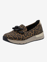 Rieker Ženski črni in rjavi mokasini z vzorcem Rieker