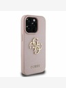 Guess Guess PU zrnat 4G kovinski zadnji ovitek z logotipom za iPhone 15 Pro Pink