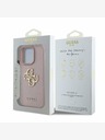 Guess Guess PU zrnat 4G kovinski zadnji ovitek z logotipom za iPhone 15 Pro Pink